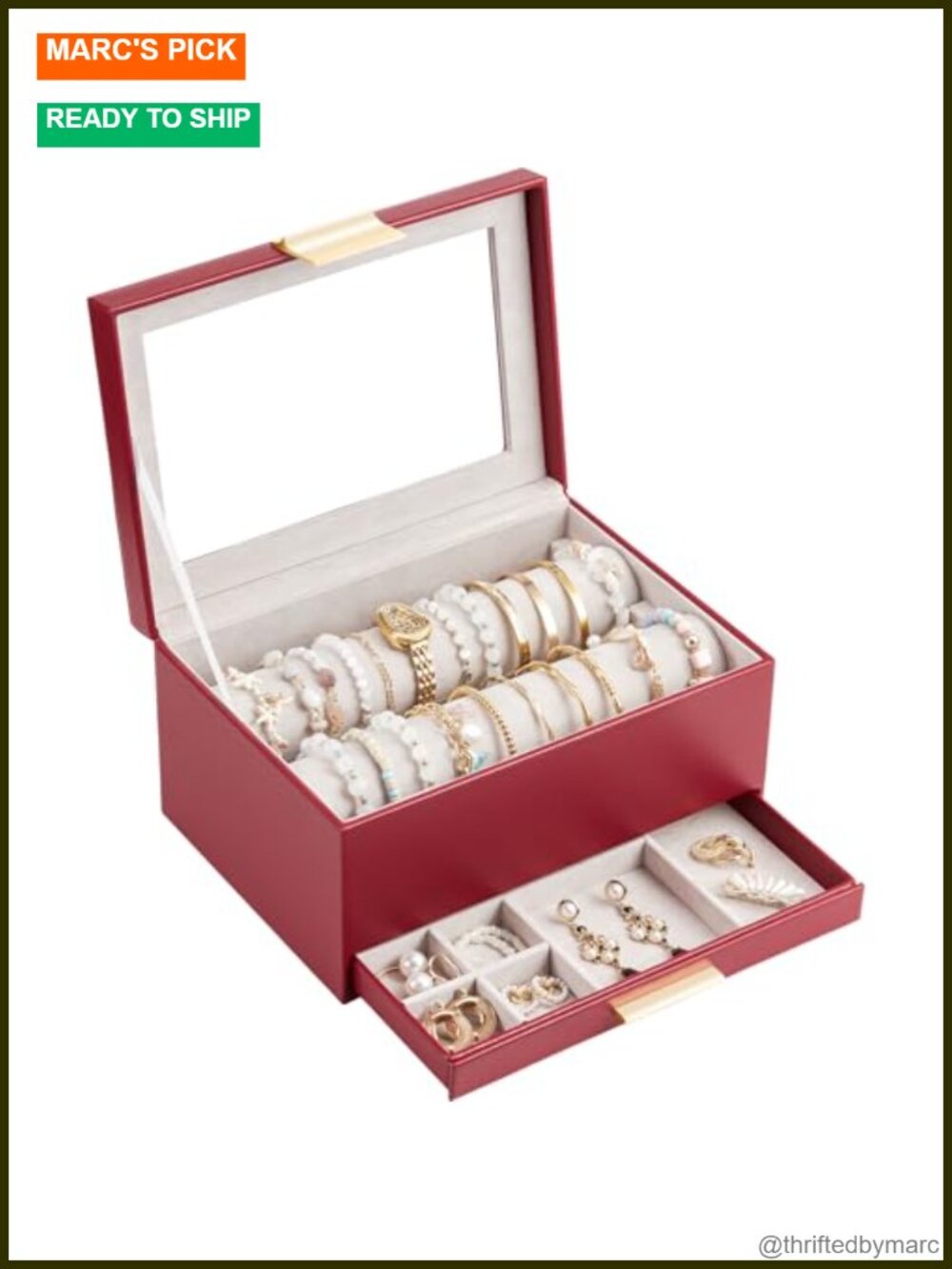 Bracelet Holder Organizer with Clear Lid - Jewelry Box Storage Display Case